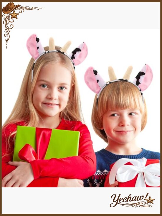 12 Pcs Animal Headbands Cow Ear Headband Cute Stuffed Animal Headwear for Party